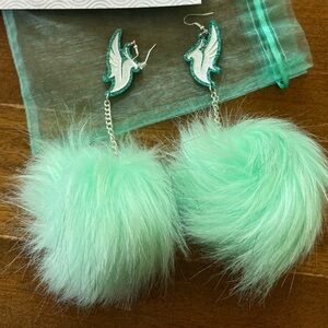 Illenium teal puff earrings